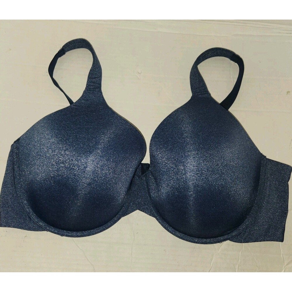 Ambrielle Everyday Full Coverage Bra 44D Blue Heather Adjustable Underwire Plus